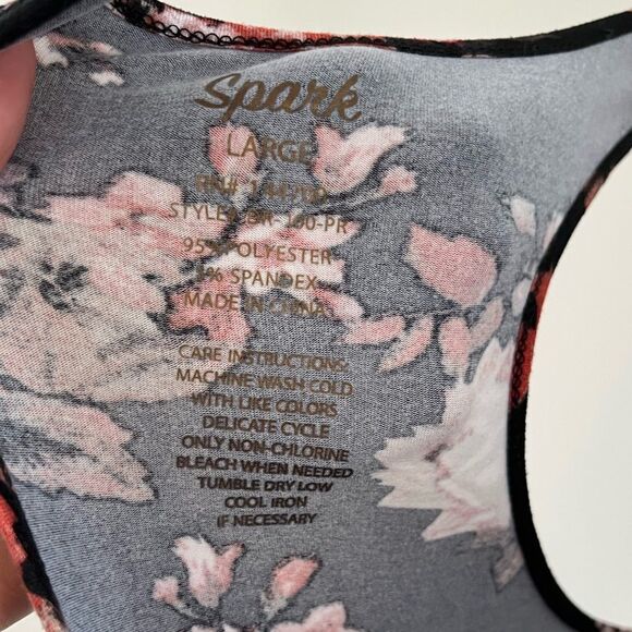 Spark Black Floral Print Midi Form Fitting Sleeveless Dress Size Large - Picture 5 of 7